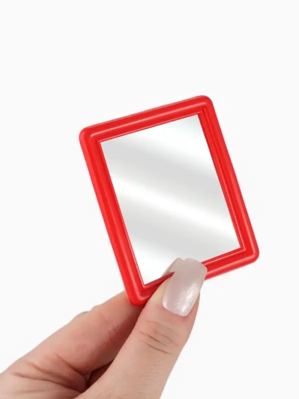 Зеркало (1) б/увел 7,5*6см пластик (фас 20шт цена за шт) фиолет накл QF