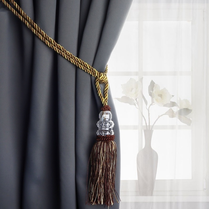 Кисть для штор &laquo;Три кристалла&raquo;, 50 &plusmn; 1 см, цвет коричневый/золотой