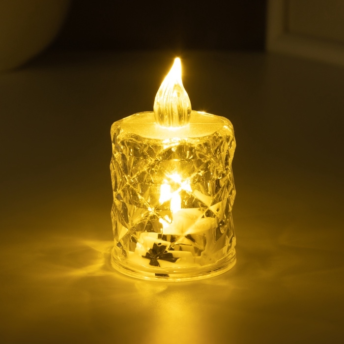 Светодиодная свеча, ночник LED RISALUX &laquo;Хрустальная&raquo;, 0.3 Вт, 4&times;4&times;6.5 см