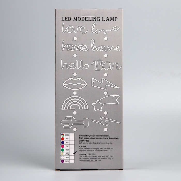 Неоновая вывеска &laquo;Любовь&raquo; 35 x 13 см, батарейки AAx3 (нет в комплекте) + USB, свечение тёплое белое