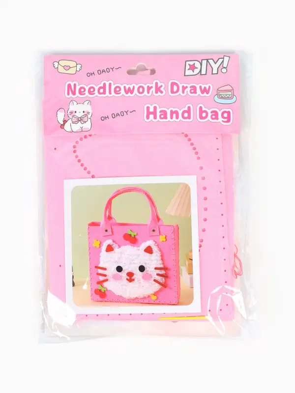 Набор для создания сумки из фетра "Кошечка", цвет розовый