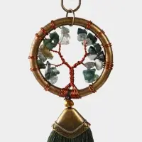 Брелок ловец снов "Великое древо" 19 см, цв. тёмно-зелёный