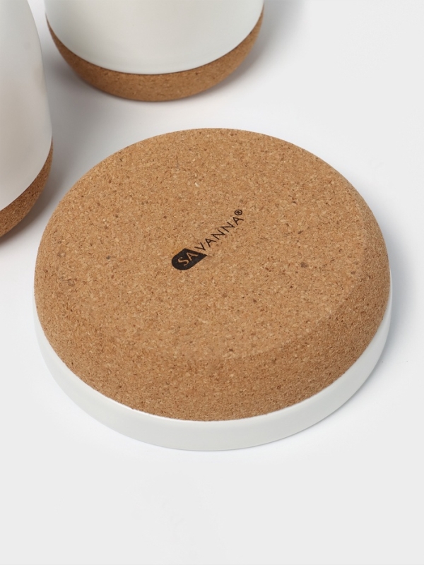 Набор для ванной "Пробка" 3 предмета (дозатор для мыла, стакан, мыльница)