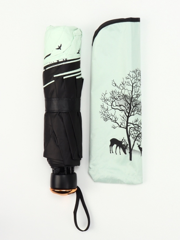 Зонт механический &laquo;Деревья&raquo;, эпонж, 4 сложения, 8 спиц, R = 49/56 см, D = 112 см, цвет МИКС