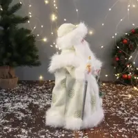 Дед Мороз под ёлку &laquo;Зимнее волшебство. В пушистой шубе, с мешком&raquo; двигается, 40 см, белый