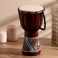 Сувенирный музыкальный инструмент "Барабан Джембе узорчатый" 30х16х16 см МИКС