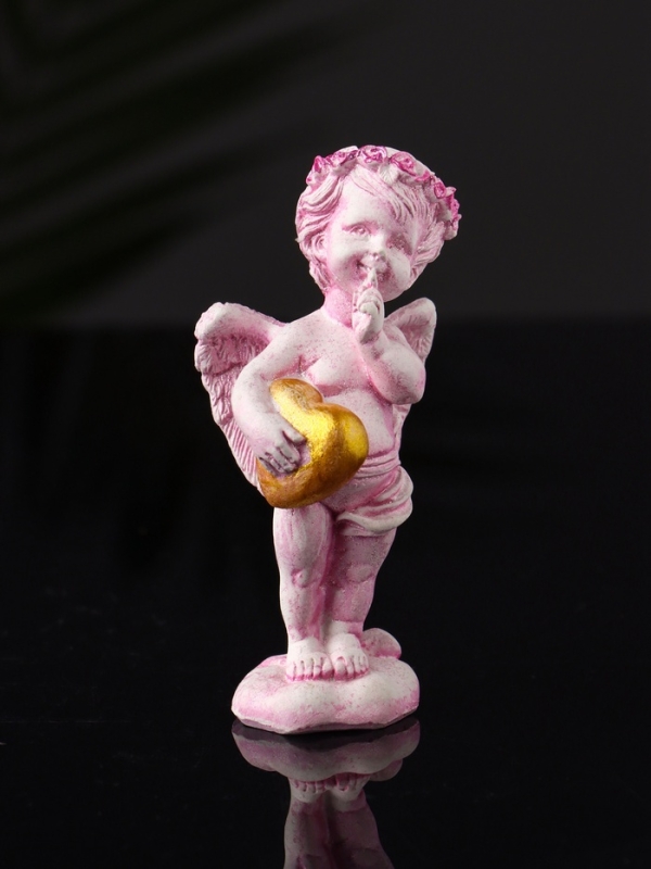 Фигура "Ангел с сердцем" 8,5х3,5 см, розовый