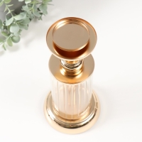 Подсвечник металл, акрил на 1 свечу "Колба" d=6 см золото 12х12х27 см