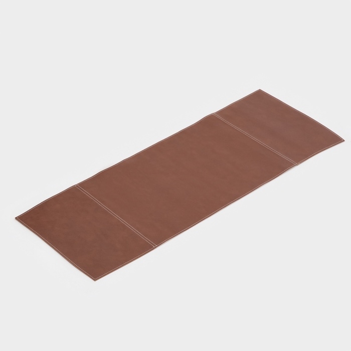 Дорожка на стол Magistro, двухсторонняя, экокожа, хлопок, 91,4&times;35,5 см, коричневая