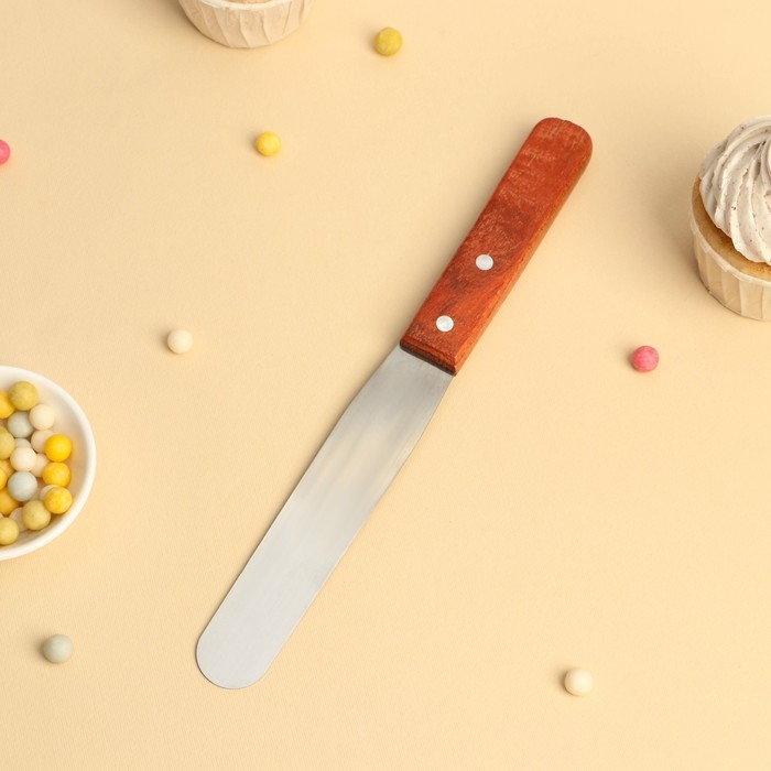 Кондитерская лопатка - палетка, 26&times;2,7 см, рабочая часть 14,5 см, цвет коричневый