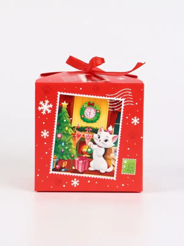 Коробка складная "Новогодняя почта", Кошка Мари , 12 х 12 х 12 см