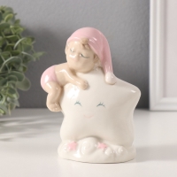 Сувенир керамика свет "Малышка в розовом колпаке на звёздочке" 6х10,5х12,5 см