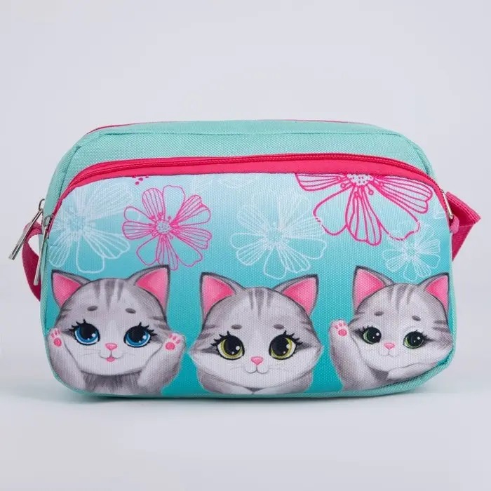 Сумка детская текстильная &laquo;Котята&raquo;, 2 кармана, 22&times;14&times;6 см