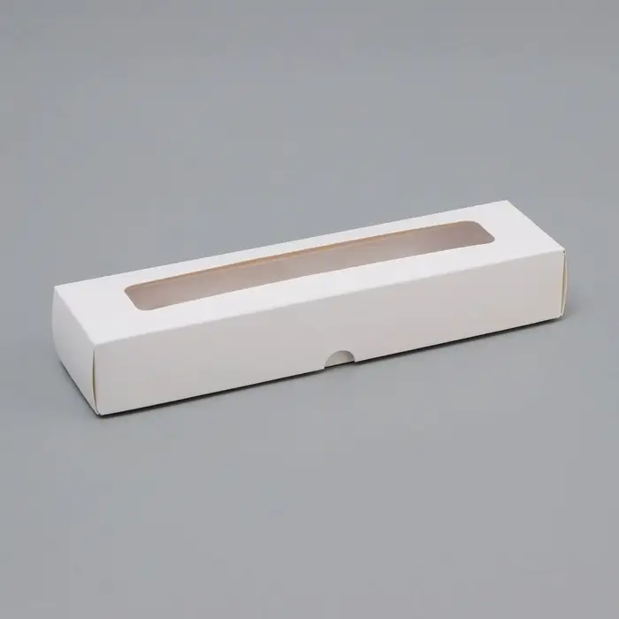 Коробка для 5 конфет с окном, с тонкими разделителями, белый 21&times;5.5&times;3.3 см