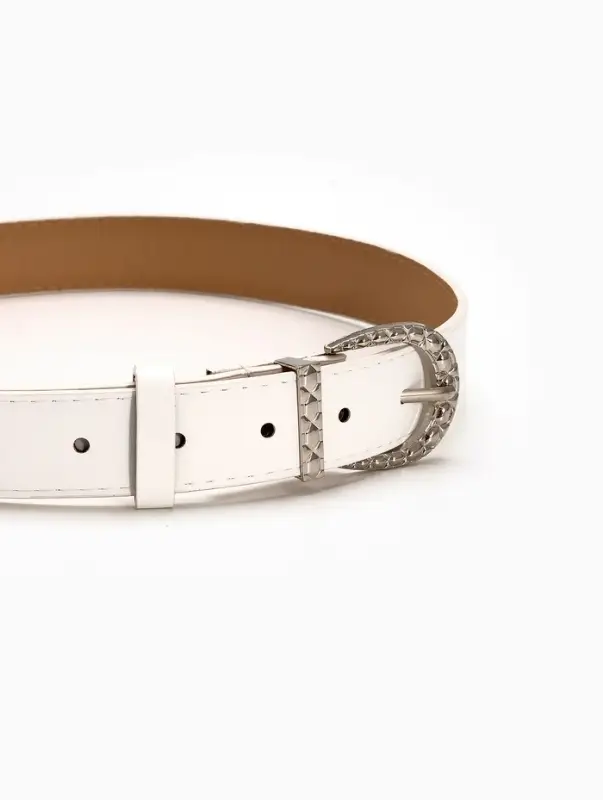Ремень жен 05-01-02-01, Июнь2509, 3*0,3*110 см, без винта, пряж металл, 1 прокол, белый