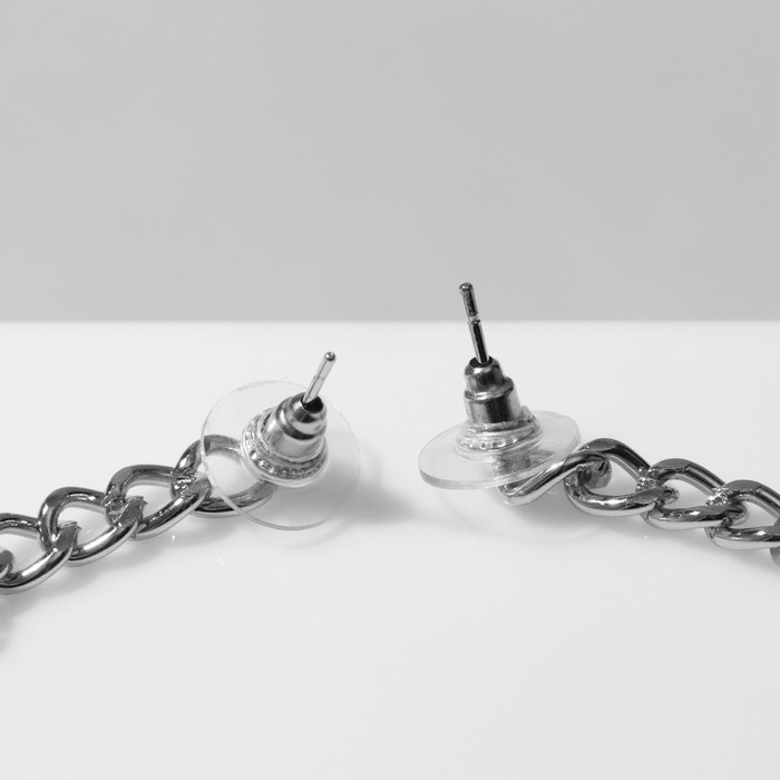 Серьги со стразами &laquo;Крестики&raquo; цепь, цвет бело-чёрный в серебре