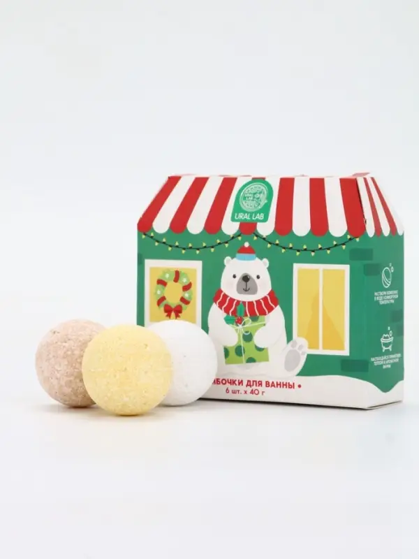 Бомбочки для ванны в домике &laquo;Медведь&raquo;, набор 6 шт х 40 г, URAL LAB