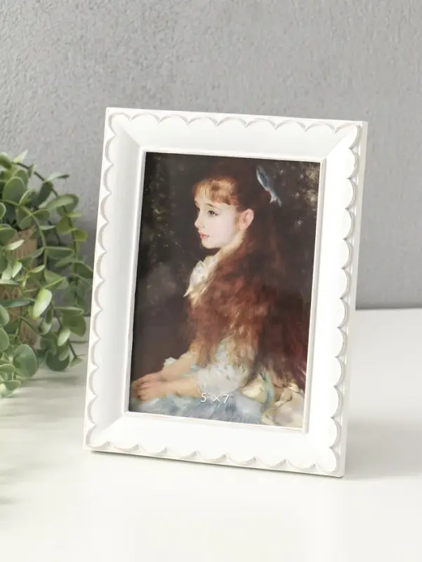 Фоторамка полистоун 13х18 см "Узор волна" белая 22х17х2,5 см