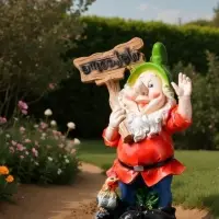 Садовая фигура из полистоуна &laquo;Гном с табличкой WELCOME с петухом&raquo;, 61&times;23&times;36 см, МИКС