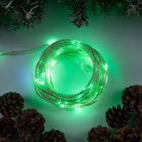 Гирлянда &laquo;Нить&raquo; 10 м роса, IP44, медная нить, 100 LED, свечение зелёное, мерцание, 220 В