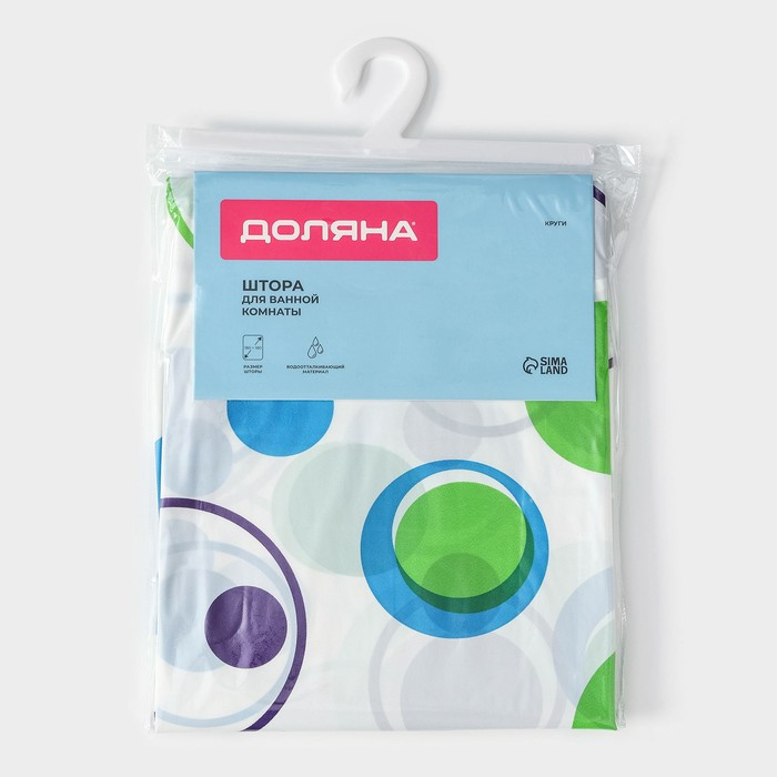 Штора для ванной Доляна &laquo;Круги&raquo;, 180&times;180 см, PEVA