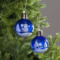 Набор ёлочных шаров &laquo;Зимний пейзаж&raquo; 2 шт., батарейки, 1 LED, свечение RGB