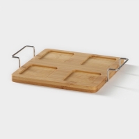 Набор салатников керамических на деревянной подставке &laquo;Инь-Янь.Квадрат&raquo;, 5 предметов: 4 салатника 80 мл, подставка, цвет белый и чёрный