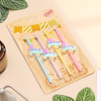 Набор свечей для торта, 4 шт "Радужные единороги", спиральные, разноцветные