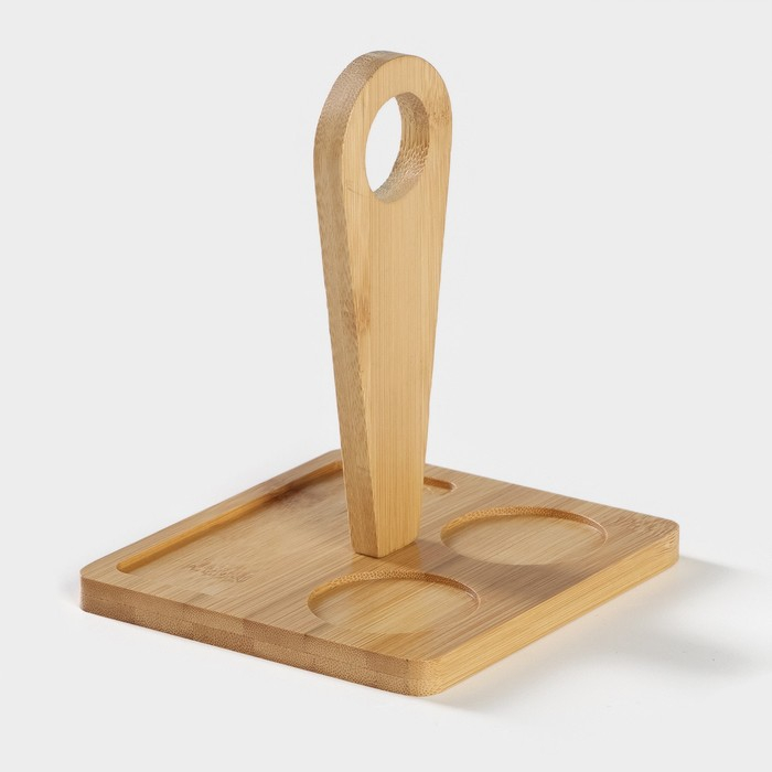 Набор керамический для специй на бамбуковой подставке BellaTenero &laquo;Герда&raquo;, 3 предмета: солонка 120 мл, перечница 120 мл, салфетница, цвет белый