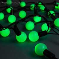 Гирлянда &laquo;Нить&raquo; 10 м с насадками &laquo;Шарики 2.5 см&raquo;, IP44, тёмная нить, 100 LED, свечение зелёное, 8 режимов, 220 В