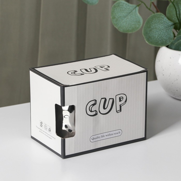 Кружка керамическая с ложкой &laquo;Стильный мишка&raquo;, 320 мл, цвет серебряный