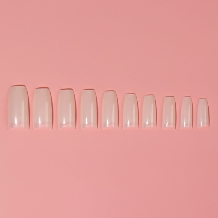 Типсы для наращивания ногтей, 100 шт, форма балерина, короткая контактная зона, в контейнере, цвет бежевый