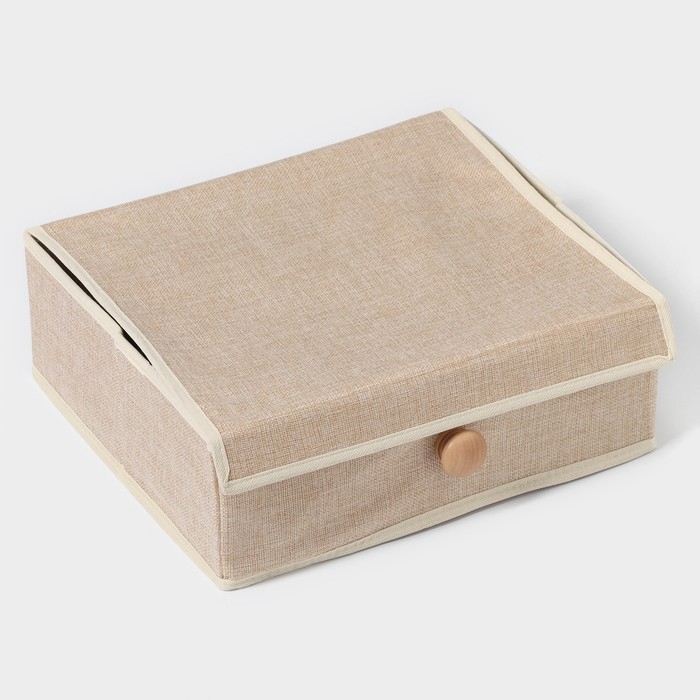 Органайзер для хранения белья LaDо́m &laquo;Франческа&raquo;, 9 ячеек, с крышкой, 35&times;30&times;12 см, цвет бежевый