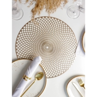 Набор салфеток сервировочных на стол Доляна &laquo;Вира&raquo;, 4 шт, d=38 см, цвет золотой