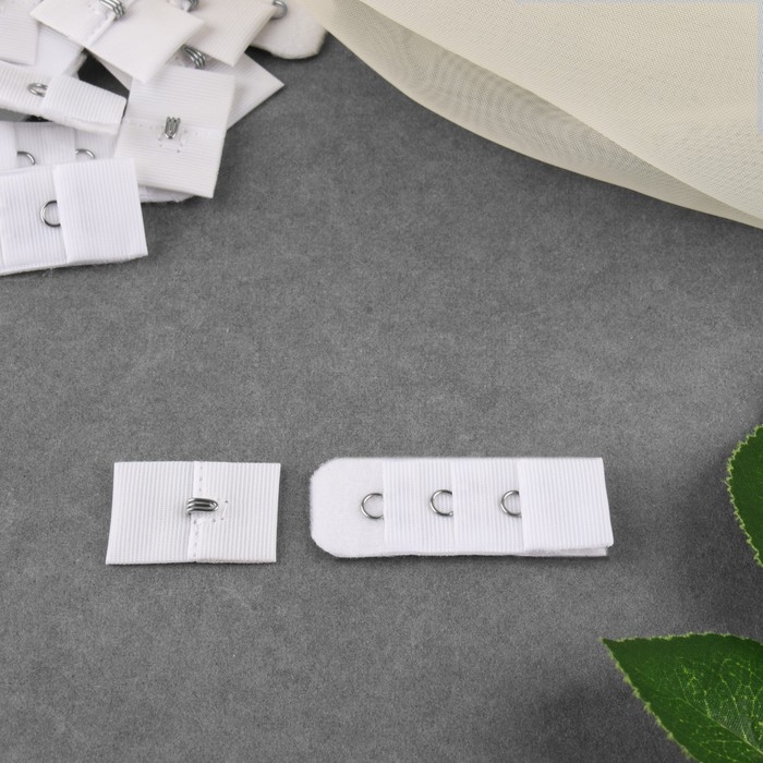 Застёжка для бюстгальтера, 3 ряда 1 крючок, 2 &times; 2,8 см, 2 &times; 5 см, 10 шт, цвет белый