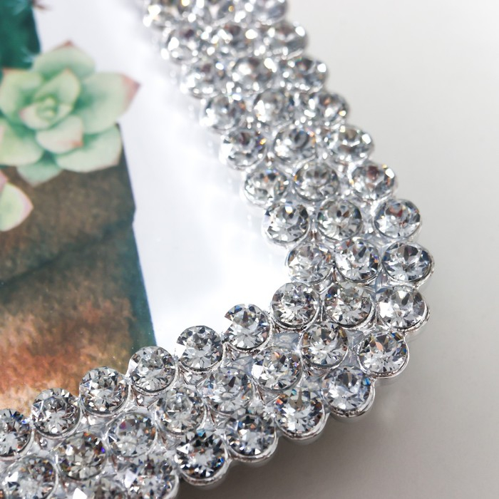 Фоторамка пластик 10х15 см "Пояс из страз" серебро 17,5х12,5 см