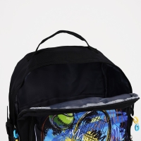 Рюкзак молодёжный из текстиля на молнии, 3 кармана, цвет чёрный