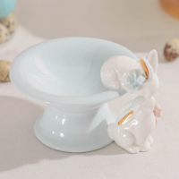 Конфетница керамическая &laquo;Зайка&raquo;, 150 мл, 18&times;15,5&times;12 см, цвет голубой