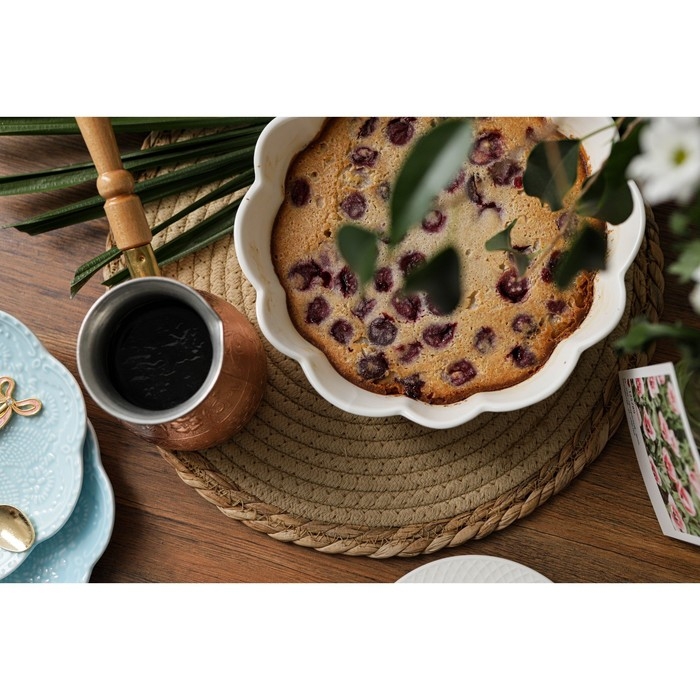 Блюдо фарфоровое для запекания Magistro &laquo;Флора&raquo;, d=20 см, цвет белый