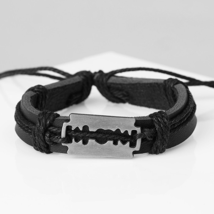 Браслет унисекс &laquo;Лезвие&raquo;, цвет чёрный с чернёным серебром, d=7 см