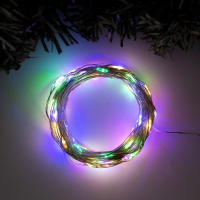 Гирлянда &laquo;Нить&raquo; 10 м роса, IP20, серебристая нить, 100 LED, свечение мульти, 12 В