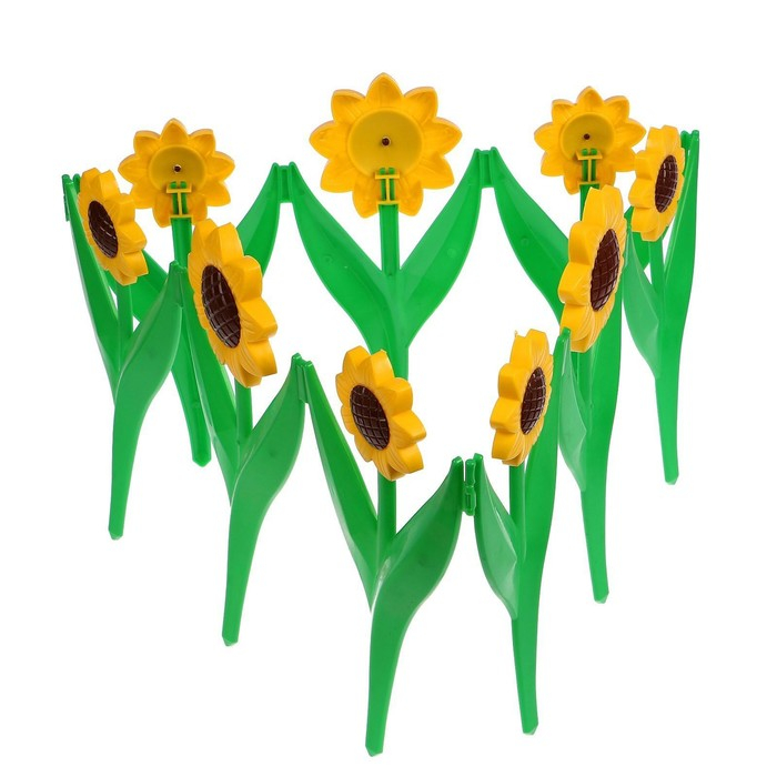 Ограждение декоративное, 32.5 &times; 225 см, 5 секций, пластик, жёлтый цветок &laquo;Ромашка&raquo;