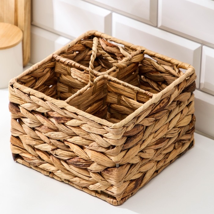 Корзинка для подачи Доляна &laquo;Камыш&raquo;, 20&times;20&times;14 см, из соломы