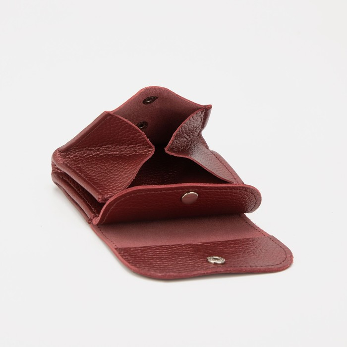 Монетница на кнопке TEXTURA, цвет бордовый