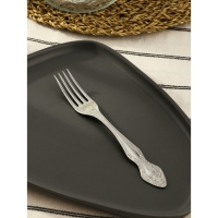 Вилка столовая &laquo;Тройка&raquo;, h=19,5, толщина 2 мм, художественная роспись, цвет серебряный