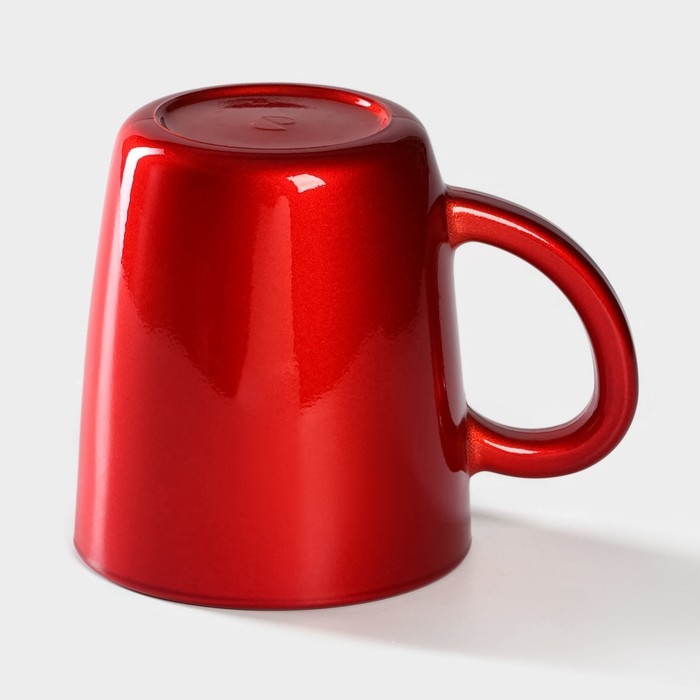 Кружка стеклянная, 340 мл, цвет красный металлик