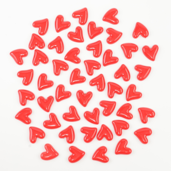 Кабошон &laquo;Сердечко&raquo;, набор 50 шт., размер 1 шт. &mdash; 2,6 &times; 2,6 &times; 0,3 см, цвет красный