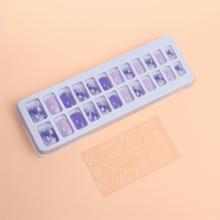 Накладные ногти &laquo;Сирень&raquo;, 24 шт, с клеевыми пластинами, форма мягкий квадрат, сиреневые