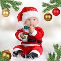 Бутылочка для кормления &laquo;Little gentleman&raquo;, новогодняя, классическое горло, от 3 мес, 250 мл., цилиндр, с ручками