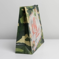 Пакет подарочный ламинированный горизонтальный, упаковка, &laquo;Письмо защитнику&raquo;, L 28 х 38 х 9 см